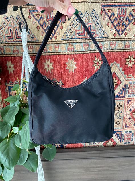 vintage prada nylon hobo bag.